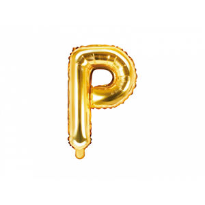 PartyDeco Fóliový balónek Mini - Písmeno P zlatý 35cm