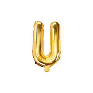 PartyDeco Fóliový balónek Mini - Písmeno U zlatý 35cm