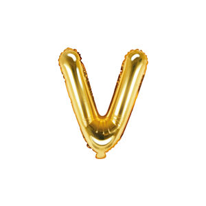 PartyDeco Fóliový balónek Mini - Písmeno V zlatý 35cm