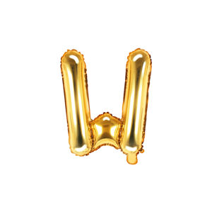 PartyDeco Fóliový balónek Mini - Písmeno W zlatý 35cm
