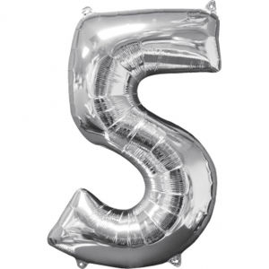 Amscan Fóliový balónek narozeninové číslo 5 stříbrný 66cm
