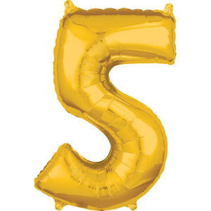 Amscan Fóliový balónek narozeninové číslo 5 zlatý 66cm