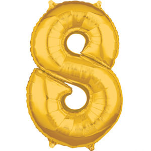 Amscan Fóliový balónek narozeninové číslo 8 zlatý 66cm