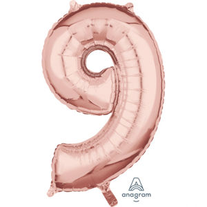 Amscan Fóliový balónek narozeninové číslo 9 růžovo-zlatý 66cm