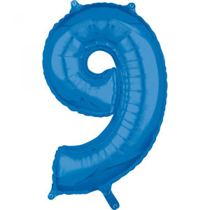 Amscan Fóliový balónek narozeninové číslo 9 modrý 66cm
