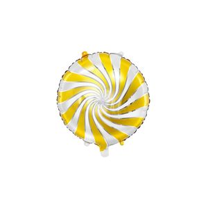 PartyDeco Fóliový balónek bílozlatý bonbón 35 cm