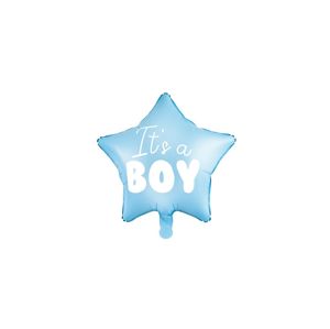 PartyDeco Fóliový balón modrá hvězda - It's a boy