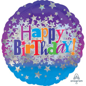 Amscan Fóliový balón - Happy birthday hvězdy 43 cm