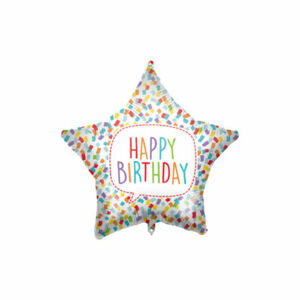 Procos Fóliový balón - Hvězda Happy Birthday - barevný 46 cm