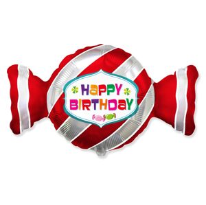 Godan Fóliový balón - Happy Birthday červený bonbón 60 cm
