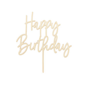 PartyDeco Dřevěný zápich na dort - Happy Birthday 16,5 cm