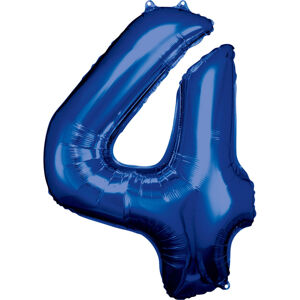Amscan Balónek fóliový narozeninové číslo 4 - modrý 86 cm