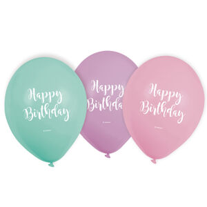 Amscan Latexové balóny Happy Birthday pastelové 6 ks