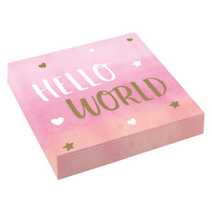 Amscan Ubrousky Hello World - růžové 33 x 33 cm