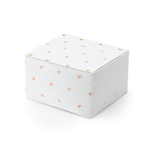 PartyDeco Krabičky na dárky – růžovo-zlatá srdíčka 10 ks