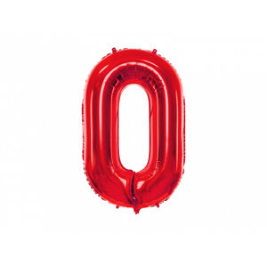 PartyDeco Balónek fóliový narozeninové číslo 0 - červený 86cm