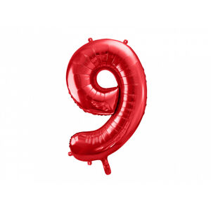 PartyDeco Balónek fóliový narozeninové číslo 9 - červený 86 cm
