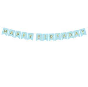 PartyDeco Banner - Happy Birthday světlemodrý 15 x 175 cm
