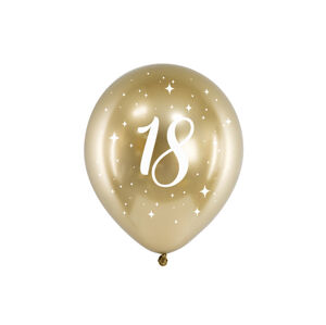 PartyDeco Latexové balónky - zlaté číslo 18 6ks