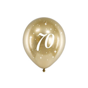 PartyDeco Latexové balónky - zlaté číslo 70 6ks