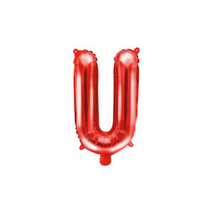 PartyDeco Fóliový balón Mini - Písmeno U 35 cm červený