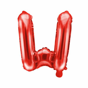 PartyDeco Fóliový balón Mini - Písmeno W 35 cm rudý