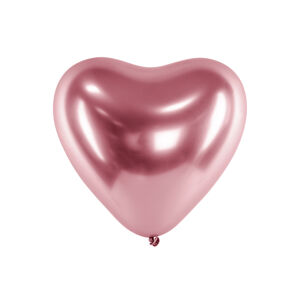 PartyDeco Balónek chromový - růžové srdce 30 cm