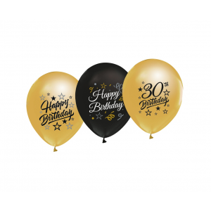 Godan Latexové balónky číslo 30 - černo zlaté 5 ks
