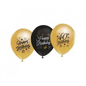 Godan Latexové balonky číslo 40 - černo zlaté 5 ks