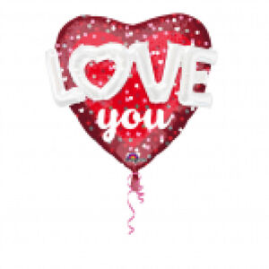 Amscan Fóliový balón červené srdce s tečkami - Love you