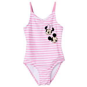 EPlus Jednodílné plavky - Minnie Mouse pruhované růžové Velikost - děti: 104/110