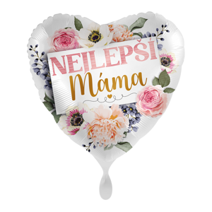 Premioloon Fóliový balón srdce s květinami - Nejlepší máma