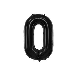 PartyDeco Fóliový balón narozeninové číslo 0 černý 86 cm