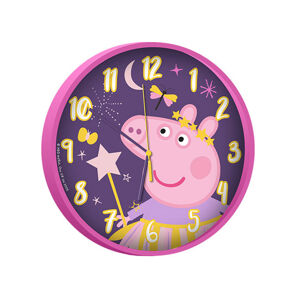 Euroswan Nástěnné hodiny - Peppa Pig růžovo-fialové