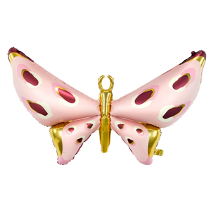 PartyDeco Fóliový balón - Motýl růžovo-zlatý 120 x 87 cm