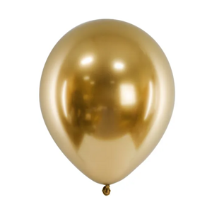 PartyDeco Latexový balón - Chromově zlatý 10 ks