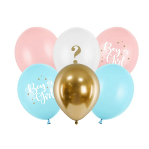 PartyDeco Sada latexových balónů - Chlapec nebo holka? 6 ks
