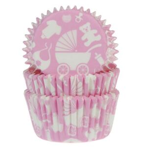 House of Cake Papírové košíčky na pečení Baby Shower - růžové 50 ks
