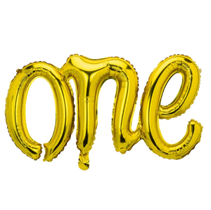 PartyDeco Fóliový balón - One zlatý  66 x 37 cm