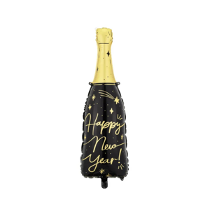 PartyDeco Fóliový balón - Láhev šampaňského Happy New Year