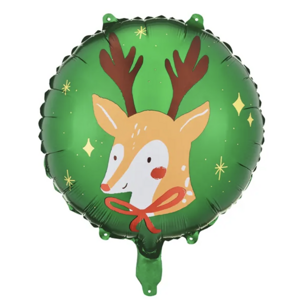 PartyDeco Fóliový balón - Vánoční sob kruh 45 cm