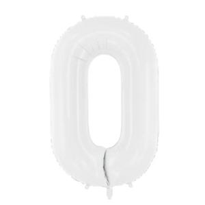 PartyDeco Balónek fóliový narozeninové číslo 0 bílý 86 cm