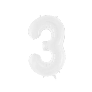 PartyDeco Balónek fóliový narozeninové číslo 3 bílý 86 cm