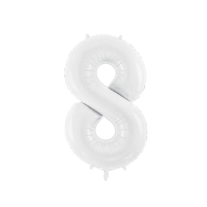 PartyDeco Balónek fóliový narozeninové číslo 8 bílý 86 cm