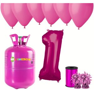 HeliumKing Helium párty set na 1. narozeniny s růžovými balóny