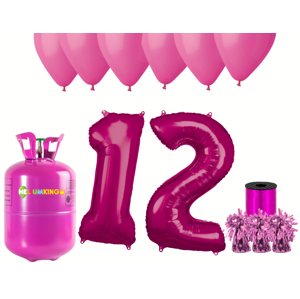 HeliumKing Helium párty set na 12. narozeniny s růžovými balónky
