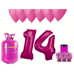 HeliumKing Helium párty set na 14. narozeniny s růžovými balóny