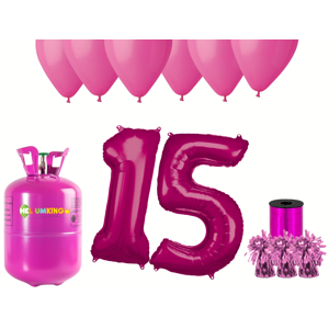 HeliumKing Helium párty set na 15. narozeniny s růžovými balónky