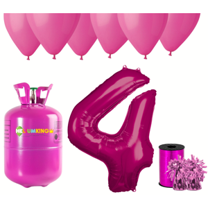 HeliumKing Helium párty set na 4. narozeniny s růžovými balónky