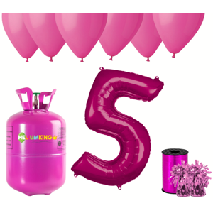 HeliumKing Helium párty set na 5. narozeniny s růžovými balónky